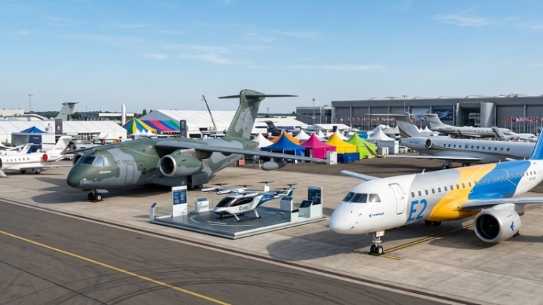 Embraer leva jato E195-E2, KC-390 e projeto de eVTOL para maior feira aeroespacial do mundo